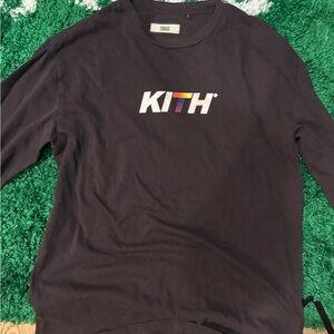 Kith Black Long Sleeve Tee with Multicolored Logo